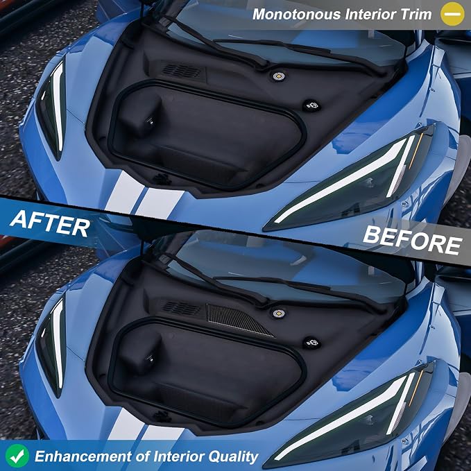 Real Carbon Fiber Front Trunk Panel Cover Trim Compatible with Corvette C8 2020-2026, Interior Decor Sticker Accessories