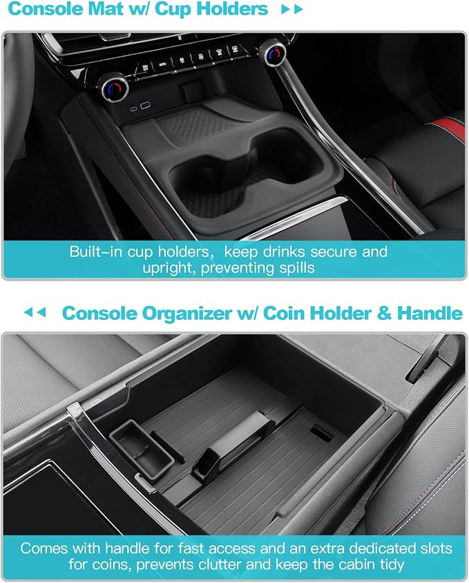 CDEFG 4PCS for 2025 2026 Chevy Traverse Center Console Organizer with Handle for 2024-2026 Chevrolet Traverse Accessories Console Cup Holder Dash Organizer Coin Holder