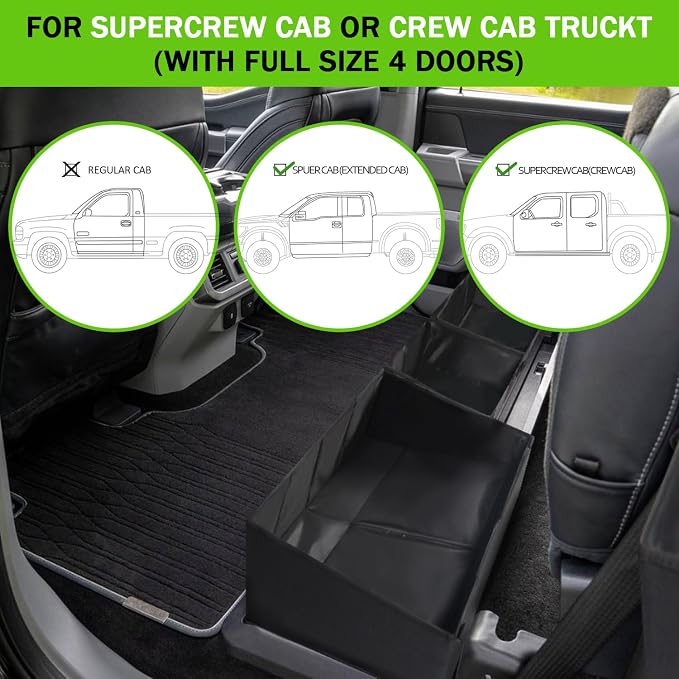 Under Seat Storage Box Compatible with Chevy Silverado/GMC Sierra 1500 2019 2020 2021 2022 2023, Foldable Underseat Organizer for Silverado/Sierra 2500/3500 2023 2022-2020 Crew Cab Accessories