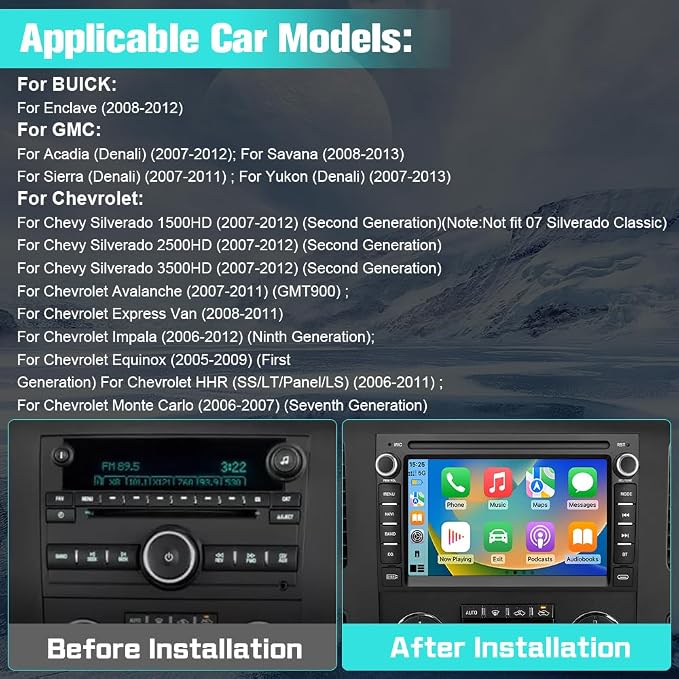 AWESAFE 4 Core 64GB Car Stereo for Chevy Silverado Tahoe GMC Sierra Yukon 2007-2013, Android 13 Touch Screen Silverado Radio Support Wireless CarPlay Android Auto GPS WiFi SWC - with Backup Camera