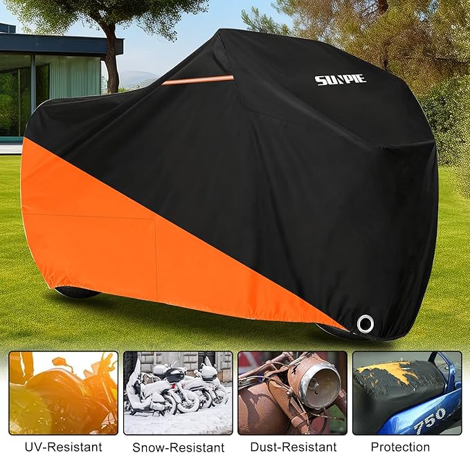SUNPIE Motorcycle Cover for Kawasaki Ninja 400 500 650 1100SX Z500 Z600 Z650 Z900 Z1100, All Weather Protection Waterproof Outdoor Covers Motorbike Windproof Design UV Resistant Scratch Proof
