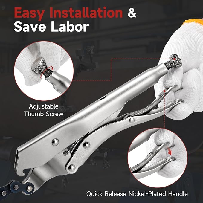 Pipe Alignment Chain Clamp, Welding Clamp 14" Max Diameter | 4 Stainless Steel Screws and Quick Release Nickel-Plated Handle for Pipe Fitting & Welding