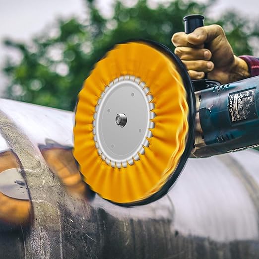 5/8” Arbor 8” 12Ply Airway Buffing Wheel Kit – 11Pcs Polishing Set for Aluminum & Stainless Steel – No Flange Needed – Gloves Included
