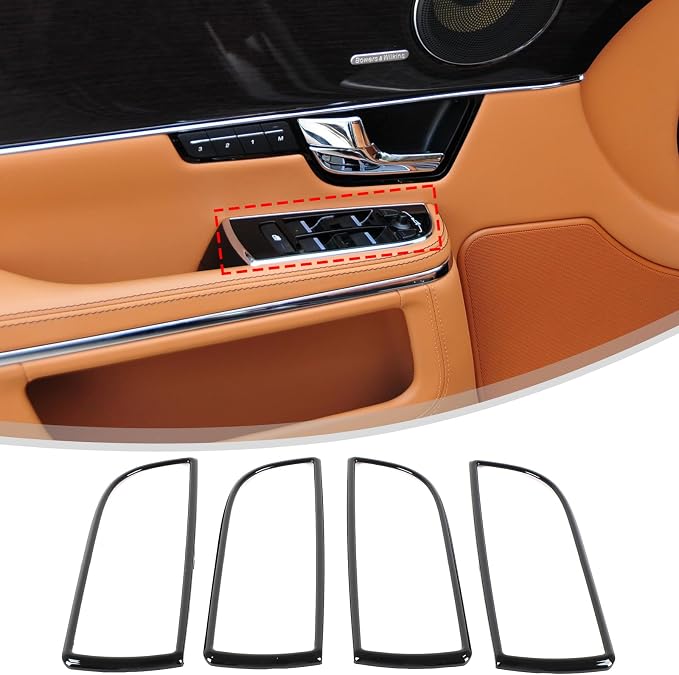 Daeiclru Window Lift Switch Panel Cover Compatible with Jaguar XJ 2010-2019, Car Door Power Window Glass Lift Switch Button Decoration Frame Interior Accessories (Glossy Black)