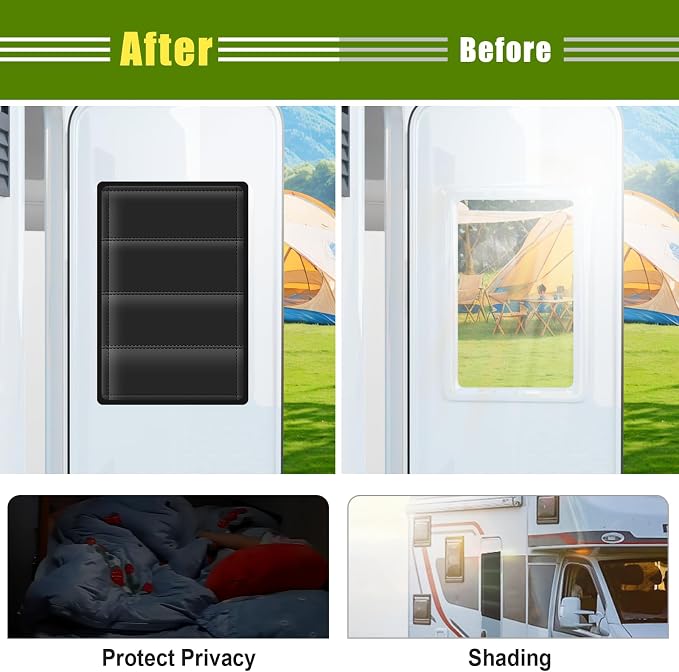RV Door Window Shade Cover - Magnetic RV Blackout Window Cover with UV Protection and Privacy Features (25 * 16 in) Foldable Magnet Design, Waterproof Fabric (Black, 1 Pack (25"L x 16"W))