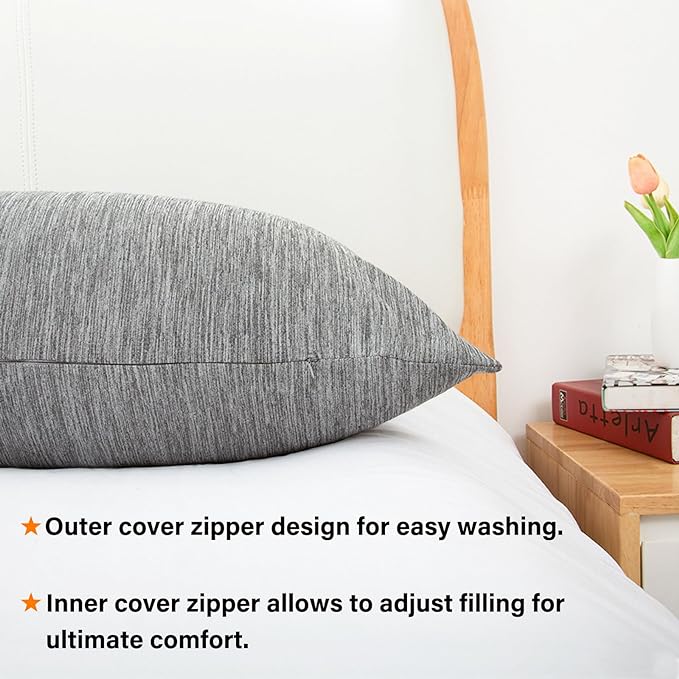1 MIDDLE ONE Body Pillow, Memory Foam Body Pillows for Adults Sleeping, Long Pillow for Bed, Big Large Firm Full Body Pillow for Side Sleeper, 20x60 Inch (Cooling Grey)