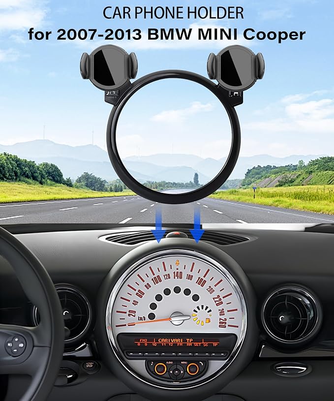 Magnetic Car Phone Mount for BMW MINI Cooper 2007 2008 2009 2010 2011 2012 2013 Accessories, for MagSafe Strong Magnets Cell Phone Holder, with Portable Phone Gripper 360° Rotation