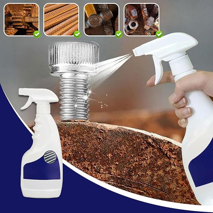 RJDJ Highly Concentrated Rust Remover for Steel & Iron, Multipurpose Rust Remover Spray for Metal, Stainless Steel Rust Remover Cleaner Various Metals Furniture (1PC)