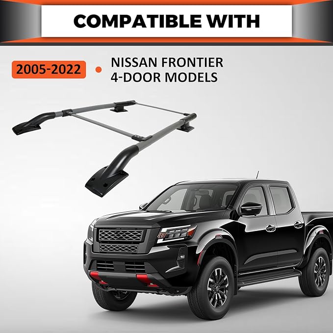 ECOTRIC Roof Rack/Rail Crossbar Compatible with 2005-2022 Nissan Frontier 4 Door Adjustable Aluminum Luggage Cargo Carrier