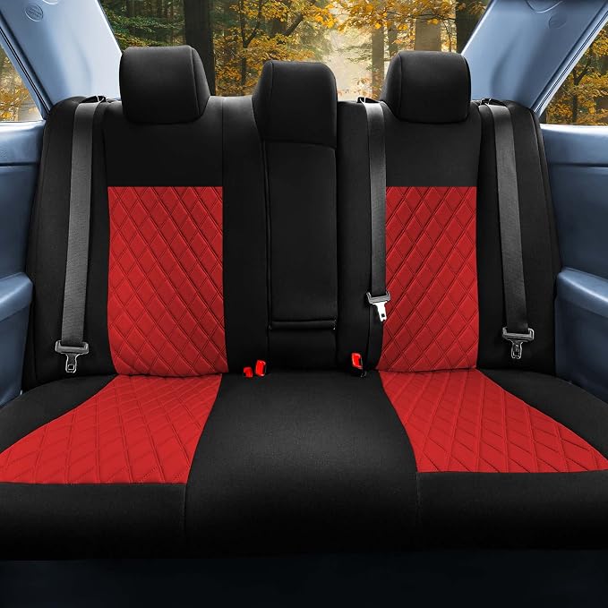 FH Group Custom Fit Seat Covers Specifically Made for 2012 - 2017 Toyota Camry LE | SE | XSE | XLE - Ultraflex Neoprene Waterproof Car Seat Cover, Rear Set Red