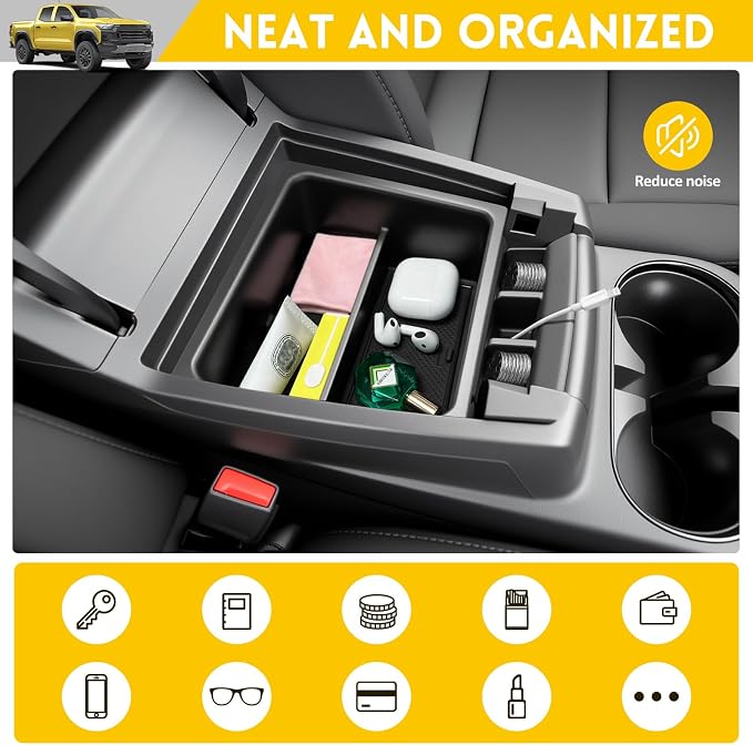 3PCS Center Console Organizer for 2023-2025 Chevy Chevrolet Colorado/GMC Canyon Armrest Tray Dashboard Storage Box and Cupholder Insert for 2023 2024 2025 Colorado/Canyon Accessories