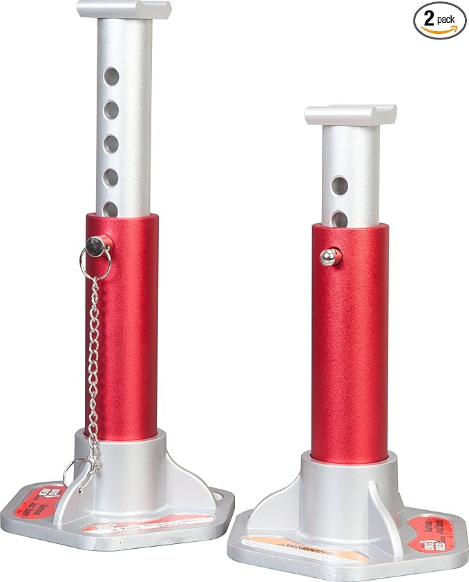 BIG RED T43004 Torin Aluminum Jack Stands with Locking Support Pins: 3 Ton (6,000 lb) Capacity, Red/Silver, 1 Pair