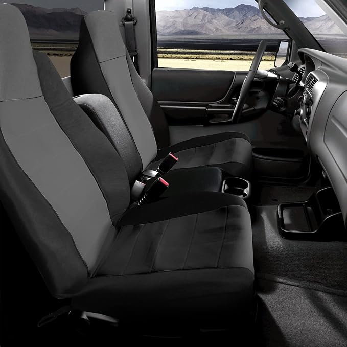 SAPUBK Custom-Fit Front Seat Covers Without Console Replace for 1998-2003 Ford Ranger Pickup 60/40 High Back Seats, Knitted Fabric Composite Soft Foam Lining Airmesh Breathable Seat Cover Cushion