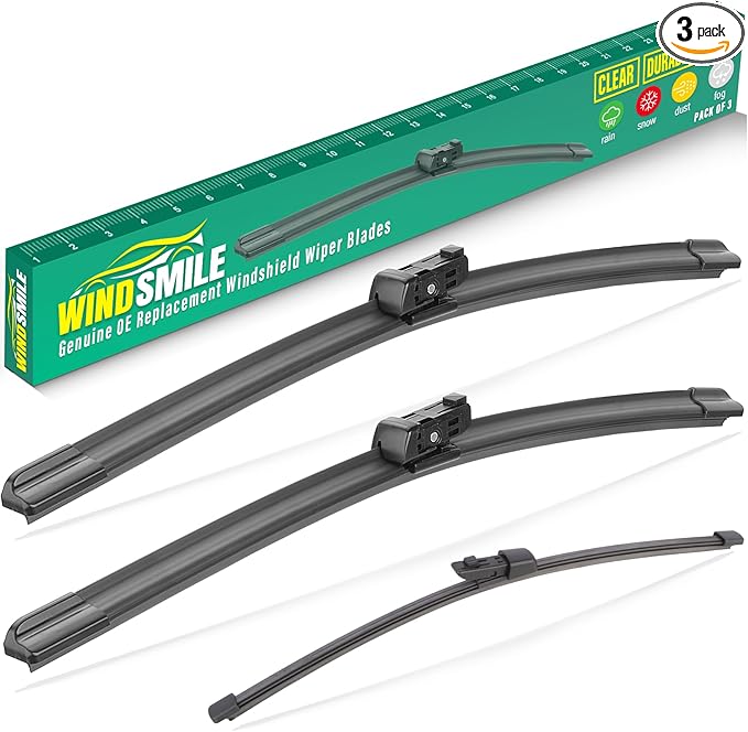25" 22" 15" Windshield Wiper Blades Replacement for VW Volkswagen Tiguan 2018 2019 2020 2021 2022 2023 2024 2025 Premium All Weather Front Rear Wipers Set - OEM Quality (Pack of 3)