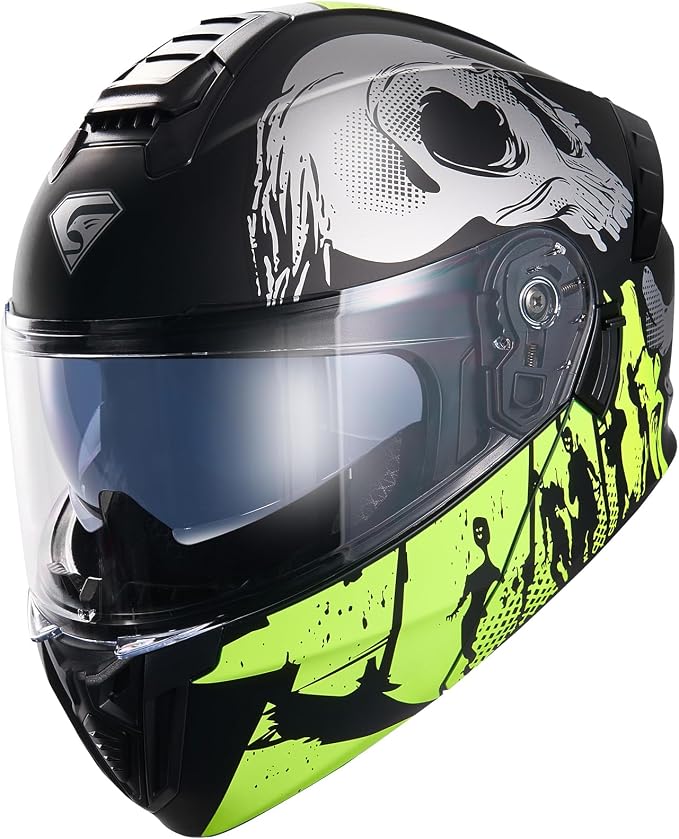 KYPARA Motorcycle Dual Visor Flip up Modular Full Face Helmet with DOT Certification of Impressionism