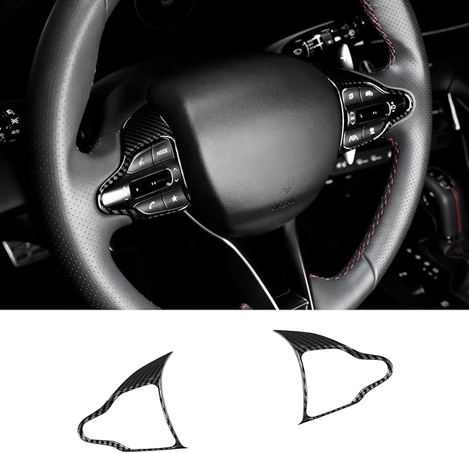 Carbon Fiber Style Steering Wheel Trim Control Button Cover Compatible with Hyundai Veloster JS N line 2019-2022 Hyundai Kona N hyundai i30 2017-2022 Automotive Accessories