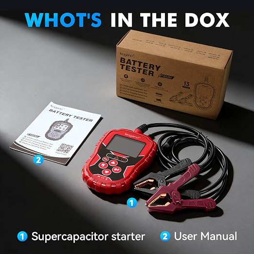 Car Battery Tester 6V/12V with 20-2000A CCA, 24V Cranking/Charging System Test, Quick Test & Multi-Standard Support, Diagnostic Tool for Trucks/Boats/RVs/Marine Vehicles