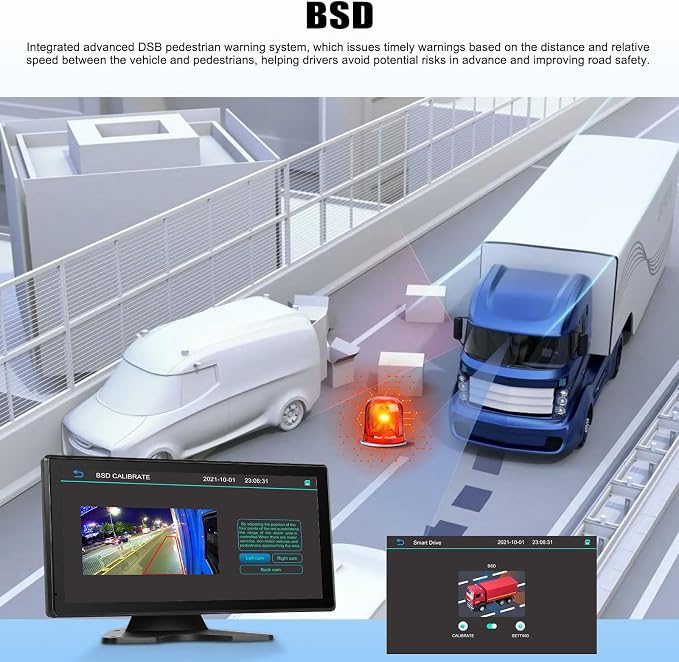Vehicle Backup Camera for Trucks Pickups Bus Trailers Caravans 10.36-inch IPS HD Screen DVR Recording Reverse Monitor 5 Split Screen Waterproof Night Vision Stable Signal DIY Parking Lines