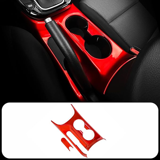 2PCS Cup Holder Trim Cover Compatible with Kia Soul 2020-2025 Accessories,Not for Electronic Handbrake Version (Red)
