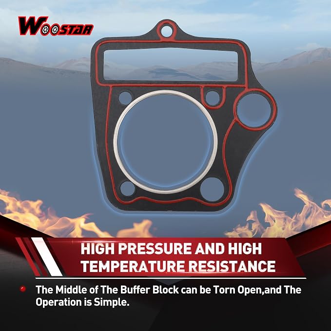 WOOSTAR 52.4mm Big Bore Cylinder Top End Gasket Kit Replacement for 4 Stroke Chinese Taotao Coolster 110cc Engine ATV Quad Go Kart Dirt Bike