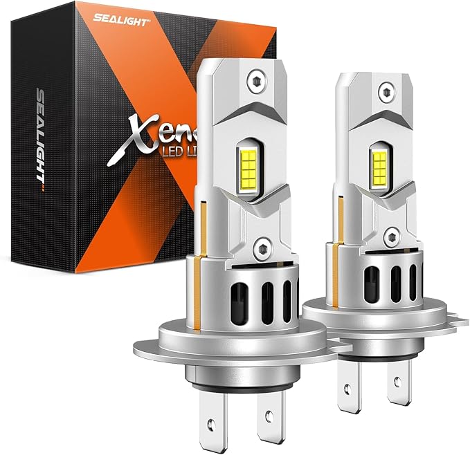 SEALIGHT H7 Bulbs, 64,000LM 900% Brightness H7 Light Bulbs, 6500K Cool White Bulbs with 15000RPM Fan, Plug and Play ATV/UTV, 10-Year Extended Lifespan IP68 Waterproof, Pack of 2