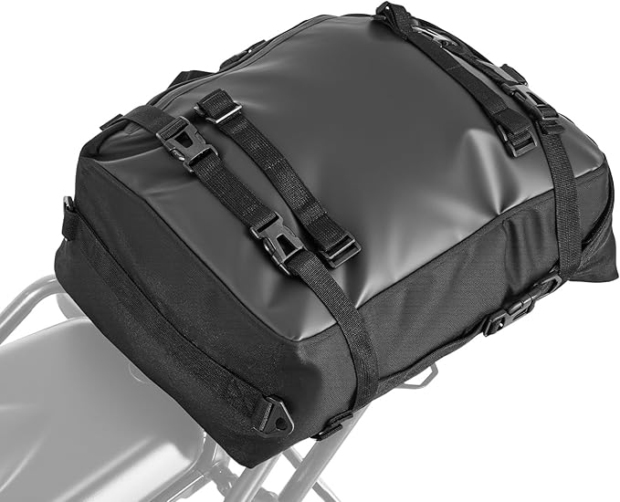 VEVOR Motorcycle Tail Bag, 30L Motorcycle Rear Seat Bag with Waterproof Rain Cover, Outdoor Sports Motorbike Luggage Storage Trunk Rack Backpack with Shoulder Straps, Universal Fit Rear Racks, Black