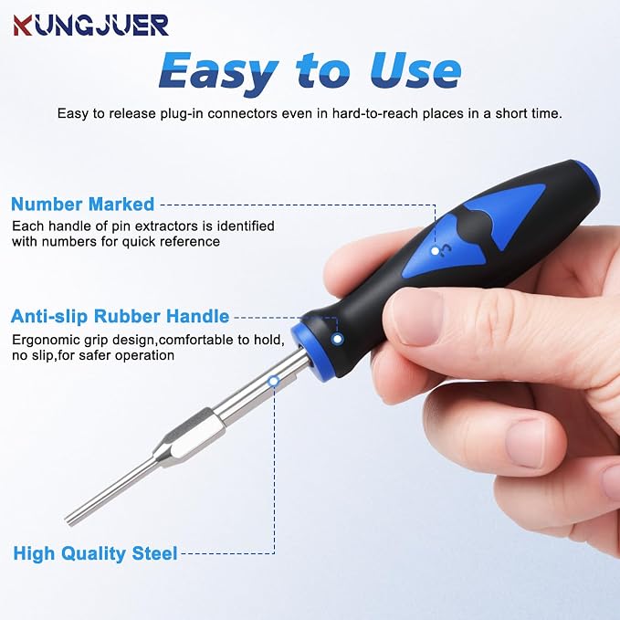 23PCS Universal Terminal Removal Tool Kit, Pin Electrical Terminal | Wire Connector Removal, Terminal Release Electrical Connector Removal Tool Kit for American Domestic and Imported Vehicles