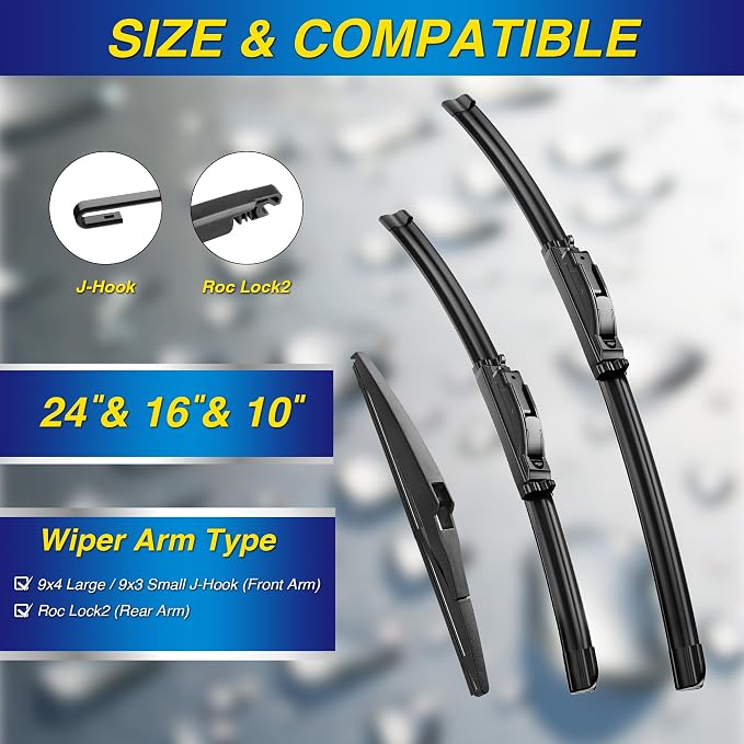 5 PLUS Silicone Windshield Wipers Replacement for 2024 2023 2022 Toyota Corolla Cross Wiper Blades(3 PCS),Water Repellent Automotive Replacement Windshield Wiper Blades for My Car -24"/16"/10"