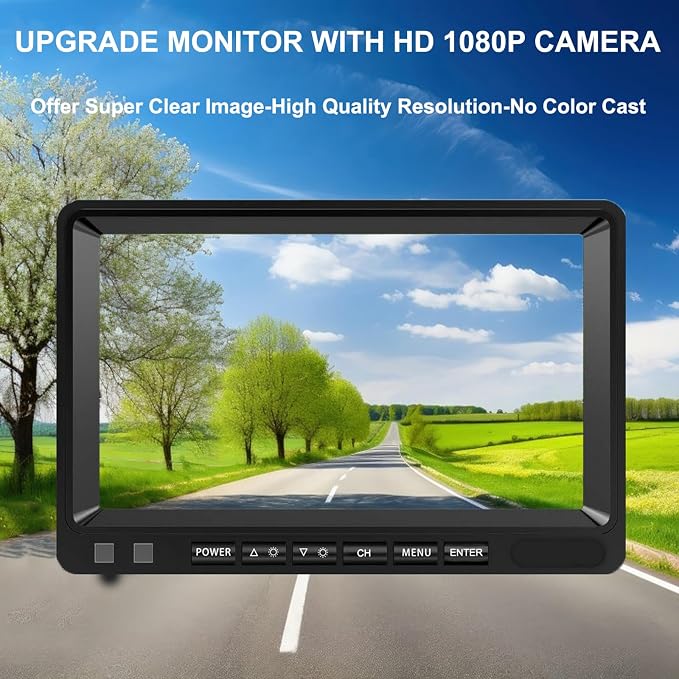 Wireless Backup Camera Digital Signal 7'' Plug and Play: Pre-Wired for Furrion System Rear View Camera HD 1080P Night Vision Waterproof Reverse Cam Monitor for RV Trailer Camper Van Car