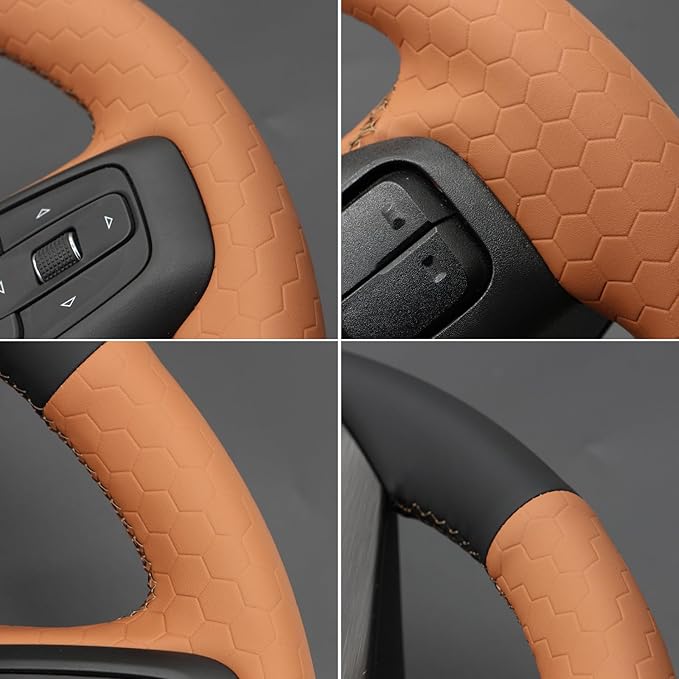 MEWANT DIY Stitching Car Steering Wheel Protector Wrap Cover for GMC Sierra 1500 2019-2023 / Sierra 1500 Limited 2022 / Sierra 2500 2020-2024 / Sierra 3500 2020-2024 / Yukon (XL) 2021-2023 Accessories