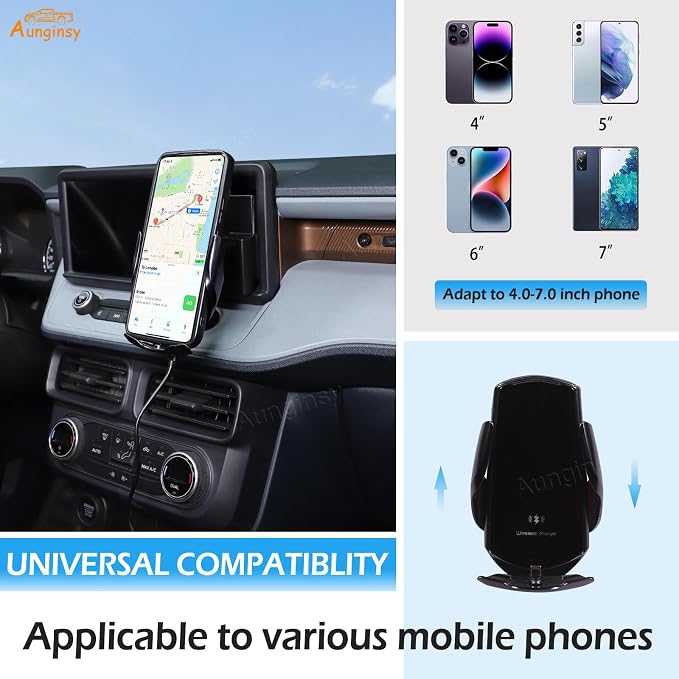 Aunginsy Dashboard Hidden Screen Drawer Organizer with Phone Holder Compatible with Ford Maverick 2022 2023 2024 Car Multimedia Display Right Side Panel Storage Box Truck Dash Cubby Insert Accessories
