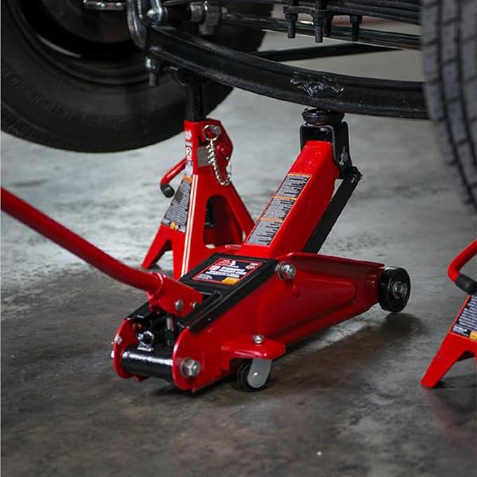 BIG RED 2 Ton Hydraulic Floor Jack, 4000 lbs Capacity Low Profile Trolley Service Jack with 5.2"-13.3" Lifting Range, Heavy Duty Steel Car Jack for Sport Utility Vehicle, Cars, Red