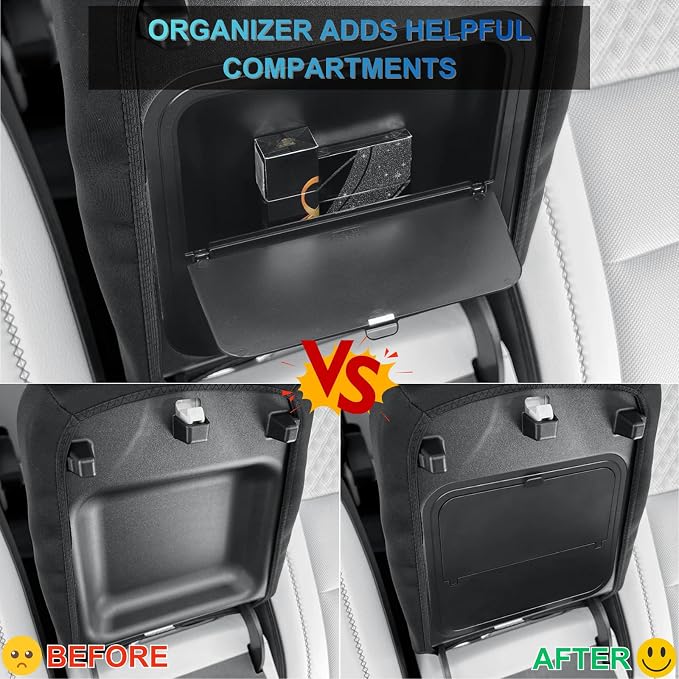2Pcs Center Console Organizer for 2026 2025 Chevy Traverse Interior Accessories Secondary Storage Box Insert Divider Armrest Hidden Compartment - Not fit for 2024 Chevy Traverse Limited