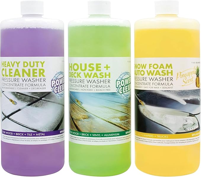 Sun Joe 3-Pack Pressure Washer Concentrate, Multi-Scent, 1 Gal Each – House & Deck Wash, Snow Foam Auto Wash, All-Purpose Cleaner – For Home, Garage, Driveway, Outdoor, SPX-ASST3Q