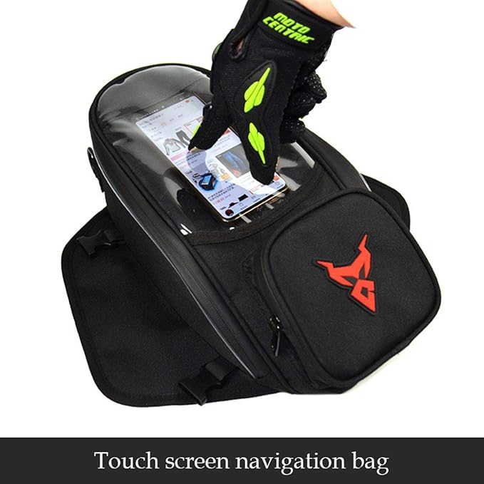 Naysku Motorcycle Tank Bag, 7Inch Touch Screen Motorcycle Bag Fuel Tank Magnetic Bag, Water-Repellent, Large Capacity and Multiple Compartments, for Outdoor Activities