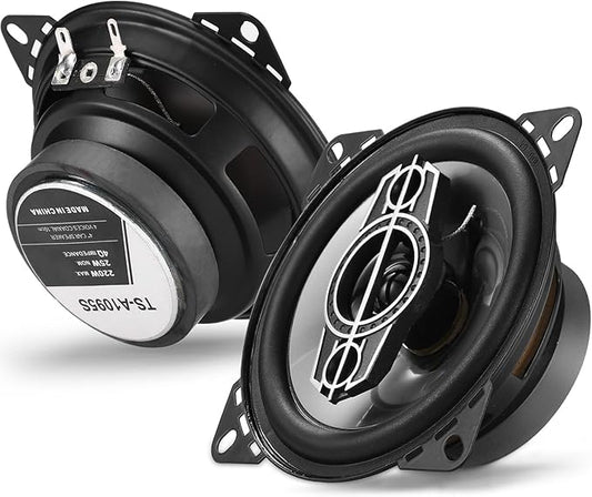 4" 4-Way Coaxial Car Audio Speakers, 220W Max, 4 Ohm, W/PEI Dome Tweeters, Compact for Front or Rear Doors (Pair)