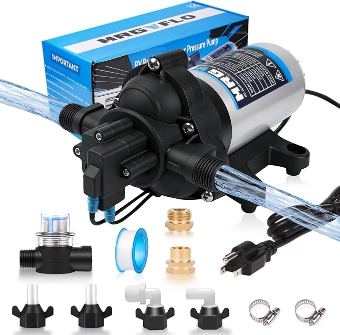 Industrial Grade 110V AC Diaphragm Water Pressure Pump, 4.0 GPM Flow & 50 PSI Rated, Self-Priming RV Marine Fresh Water Pump for Camper, Boat, Yacht, Caravan, Kitchen, Bathroom