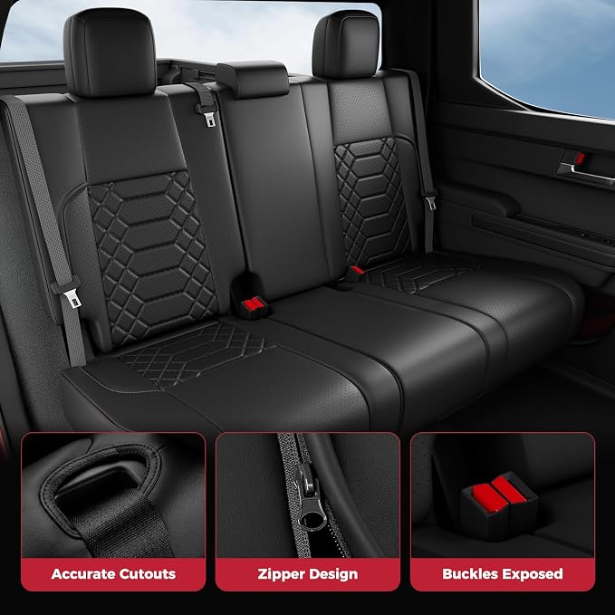 FREESOO Tacoma Car Seat Covers Fit for Toyota Tacoma 4th Gen 2024 2025 2026 Double Cab SR, SR5, Limited, TRD Sport/Off-Road,Trailhunter Full Covered (5 Seats/Black)