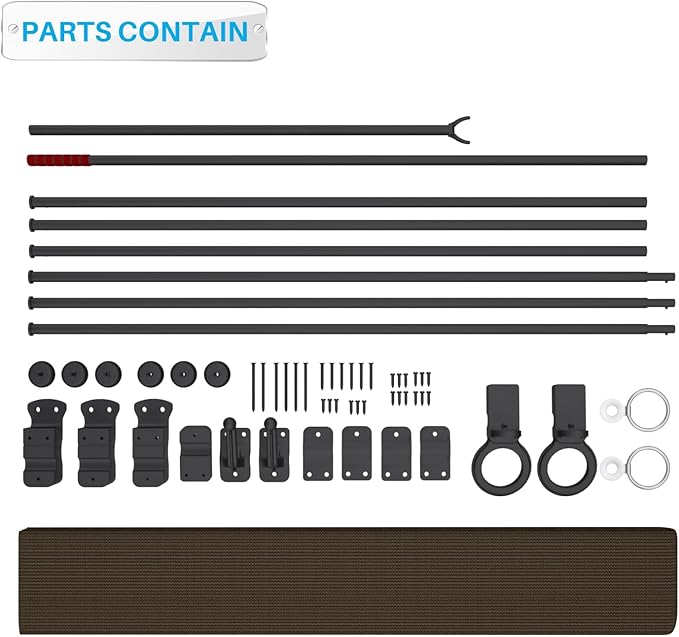 Patio Shades Roll Up Outdoor 4'Wx9'H Foldable Roller Shade Patio Blinds Exterior Block Sun Screen for Outside Porch Deck Balcony Pergola Carport, Brown