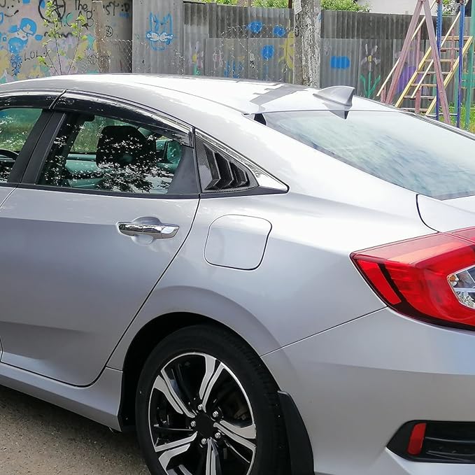 Carbon Fiber Rear Side Window Louver Cover Compatible with Honda Civic 10th Gen 2016-2021, Rear Air Vent Window Louvers Blinds Cover