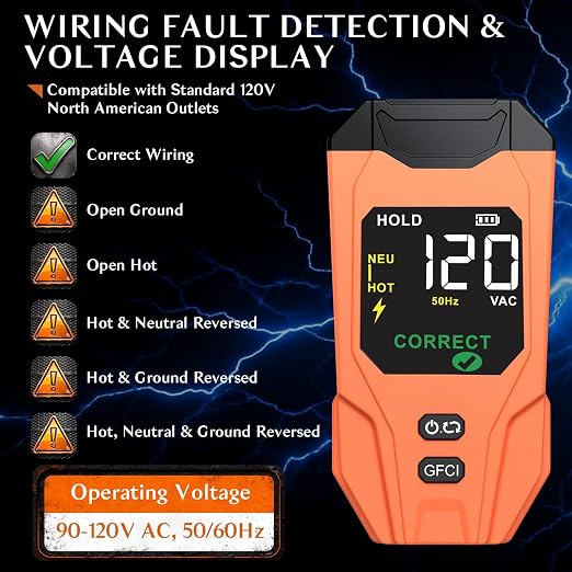 Circuit Breaker Finder with LCD Display, GFCI Outlet Tester, Rechargeable Electrical Circuit Tracer Tool with NCV Test and Flashlight for Electrical System and Installation Applications