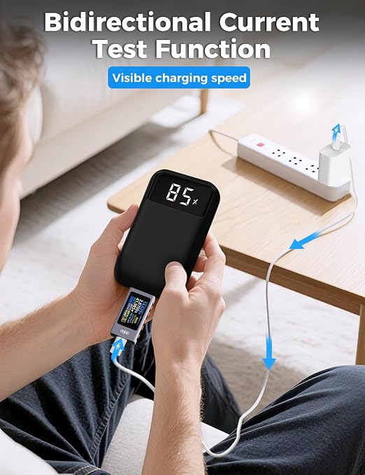 UT01C USB Tester, 3.3-40V 0-12A USB C Cable Tester, Voltage Current Power Tester Multimeter, Fast Charging Protocol Detection Ripple Measurement, PD2.0/PD3.1, QC2.0/QC3.0/QC4.0 (Purple)