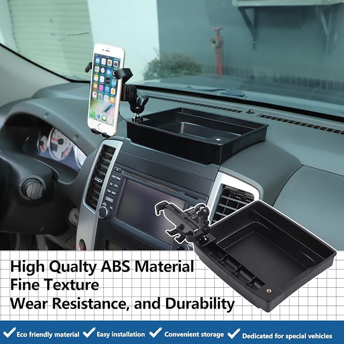 Car Dashboard Storage Tray Compatible with Nissan Frontier 2009-2017 ABS Dashboard Non-Slip Storage Organizer Tray with Phone Holder Mount Interior Accessories (Style C)