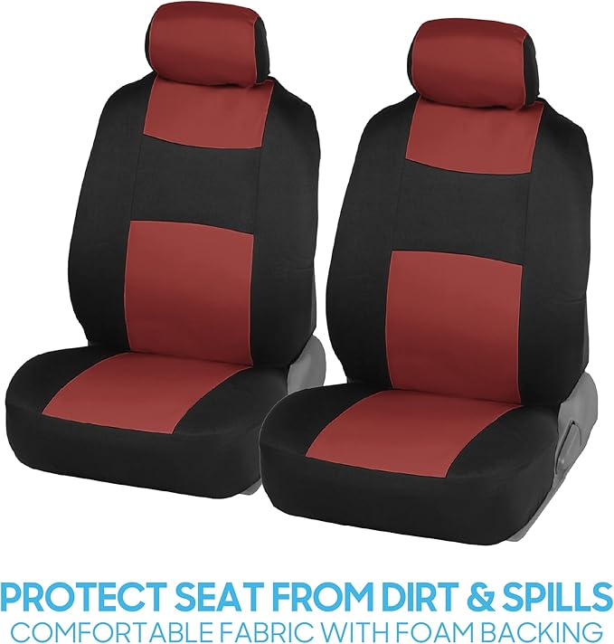 BDK PolyPro Car Seat Covers Full Set in Terracotta on Black, Front and Rear Split Bench Seat Covers for Cars, Easy to Install Car Seats Cover Set and Accessories for Auto Trucks Van SUV - Terracotta