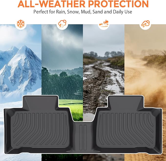 Floor Mats for Ford Edge 2015-2025, Heavy Duty TPE All Weather Protection, Waterproof Non-Slip Black Car Liners for SE/SEL/SEL Plus/Titanium/Sporrt/ST/ST-Line (Two-Row Floor Mats & Cargo Liner)