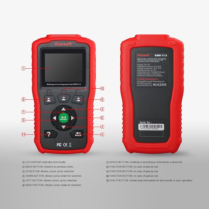 iCarsoft Auto Diagnostic Scanner BMM V1.0 for BMW&Mini Test Oil Reset, SAS Reset New Version of i910 (red)