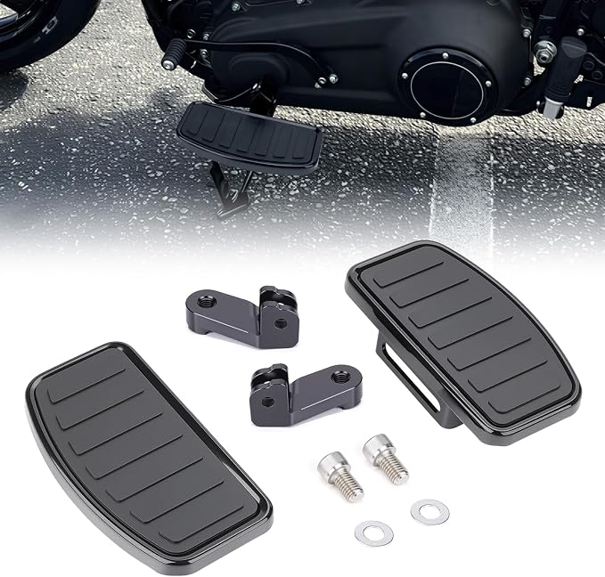 Floorboards Front Footpegs for Harley Softail 2018-2024 Breakout Deluxe Fat Bob Fat Boy Heritage Low Rider Slim Street Bob Sport Glide Wide Rider Anti-Slip Highway Pegs (Black)