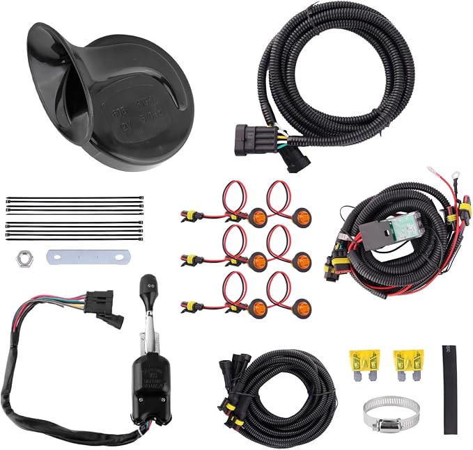 UTV Turn Signal Kit,Plug and Play Street Legal Column Turn Signal Switch, Amber Led Light, Horn Kit compatible with Pioneer, Arctic Cat,Kawasaki, Polaris, Can-Am..