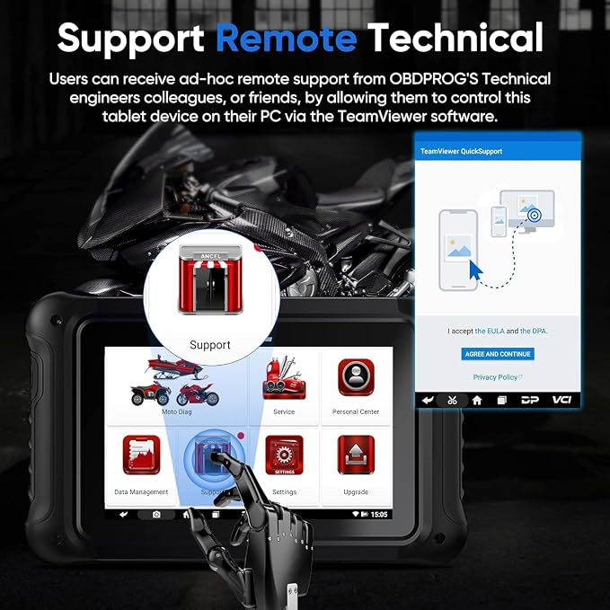 ANCEL MT700 7" Motorcycle Diagnostic Scanner, Professional Full System Powersports Scan Tool for BMW Ducati KTM Triumph Aprilia Harley Honda Yamaha, 35+ Service Functions, Active Test & ECU Diagnostic