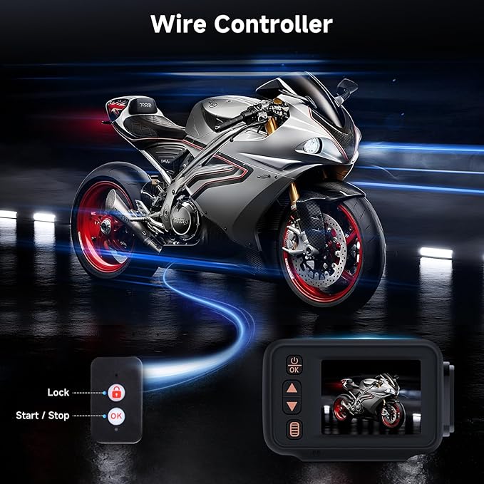 METEESER Motorcycle Front and Rear Dash Cam,2inch Touch Screen,1080P Motorbike Camera DVR Dashcam,G-Sensor,GPS,Loop Recording,DVR Waterproof,Wide Angle,Bluetooth5.0,32G TF,Dual Lens,Parking Monitor